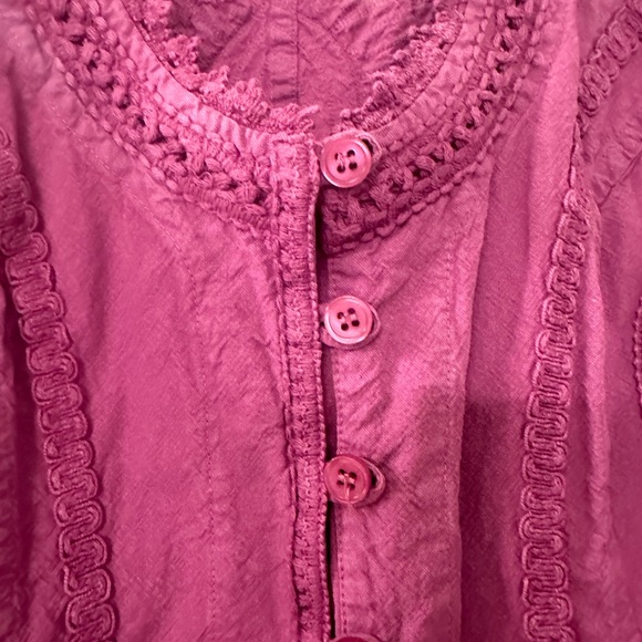 Soft Surroundings magenta button up top- size S - Picture 2 of 5